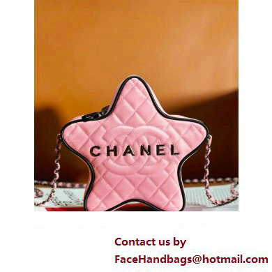 chanel Satin  &  Black Metal pink  &  Black AS4579 star handbag 2024